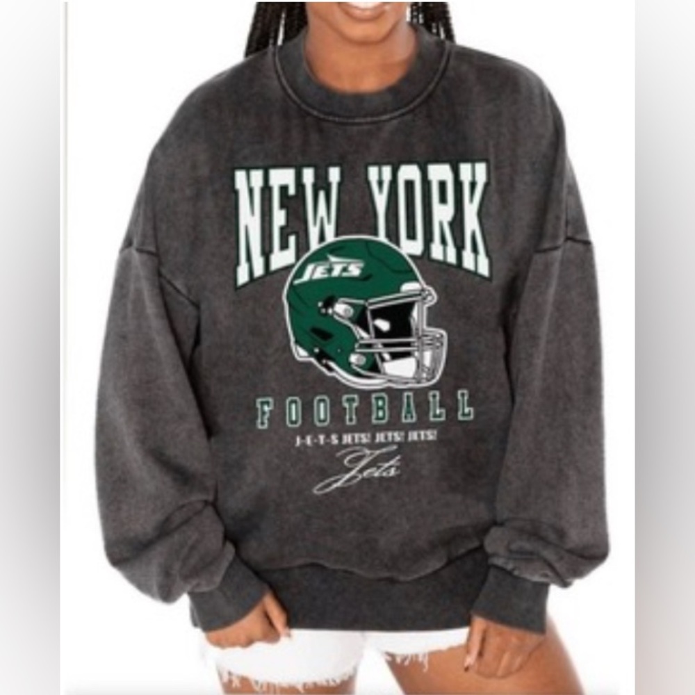 New York Jets Gameday Couture Oversized Pullover Sweatshirt - Black XXL NWT